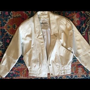 Vintage 80’s Women’s White Leather Jacket